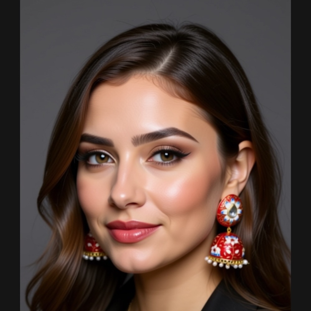 Meenakari Red and Gold Hand Crafted Earrings